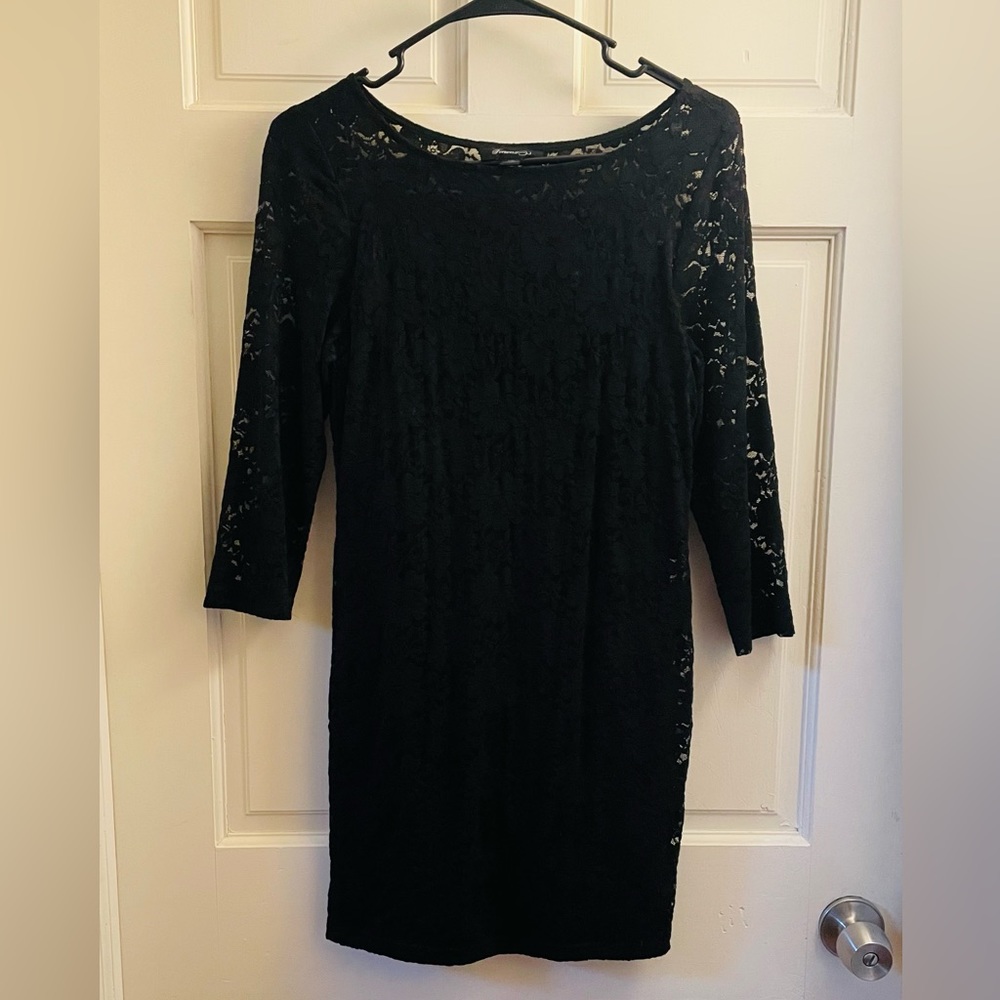 Forever 21 Skin Tight Lace 3/4 Sleeve Mini Dress Size Large Juniors